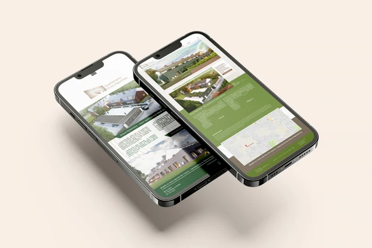 Telefon z projektem mobilnej wersji strony internetowej dla dewelopera