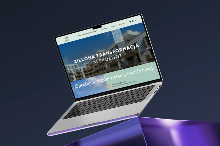 Komputer z projektem strony internetowej wykonanej przez Visuality Studio